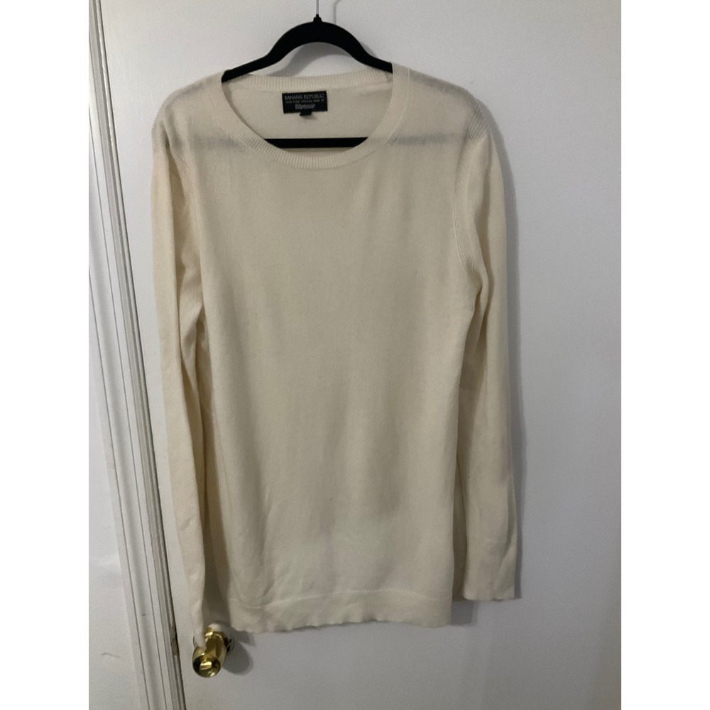 Banana Republic Italian Yarn Filpucci Crewneck Sweater Cream XL
